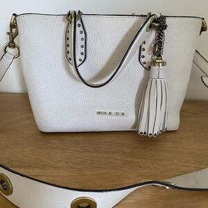 Michael Kors Cream Shoulder Bag with Gold Accents